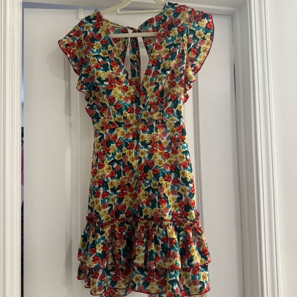 Colorful Floral Ruffle Dress - Picture 2 of 3